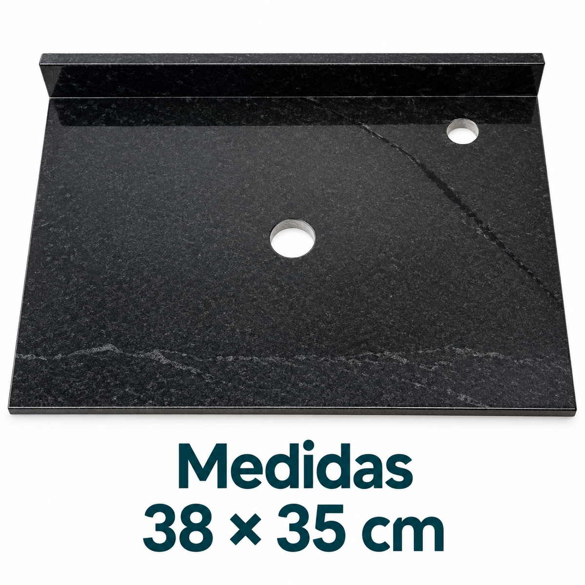Placa De Mármol Negra Para Lavamanos 38 X 35 Cm - medidas