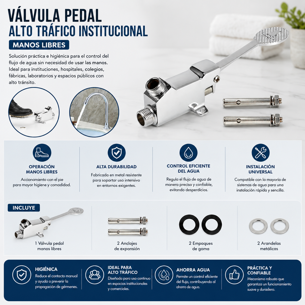 Válvula pedal institucional manos libres del combo