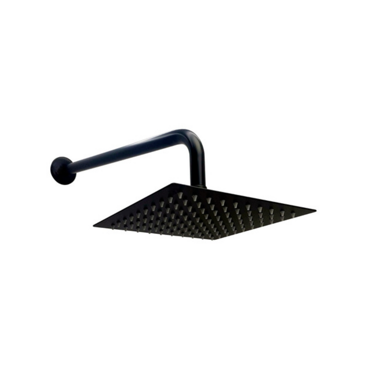 Ducha Regadera Cuadrada Color negro 15cm +Tubo