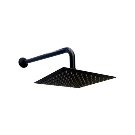 Ducha Sencilla Negra Cuadrada 20 cm con Tubo