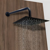 Ducha Sencilla Negra Cuadrada 20 cm con Tubo