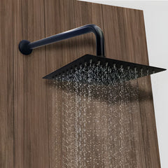 Ducha Sencilla Negra Cuadrada 20 cm con Tubo