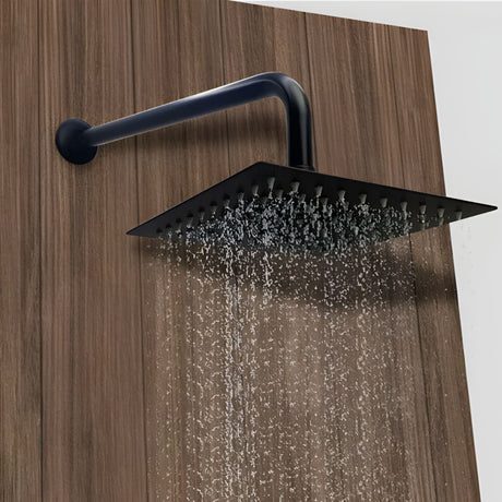 Ducha Sencilla Negra Cuadrada 20 cm con Tubo