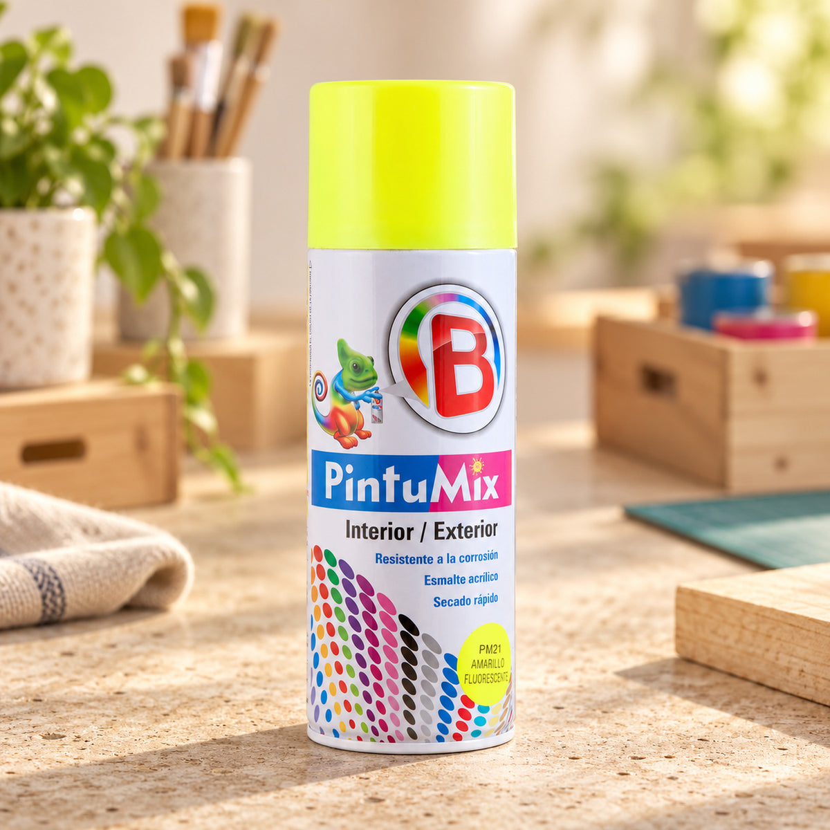 Pintura en Aerosol Amarillo Fluorescente de 400 ml — imagen ambientada