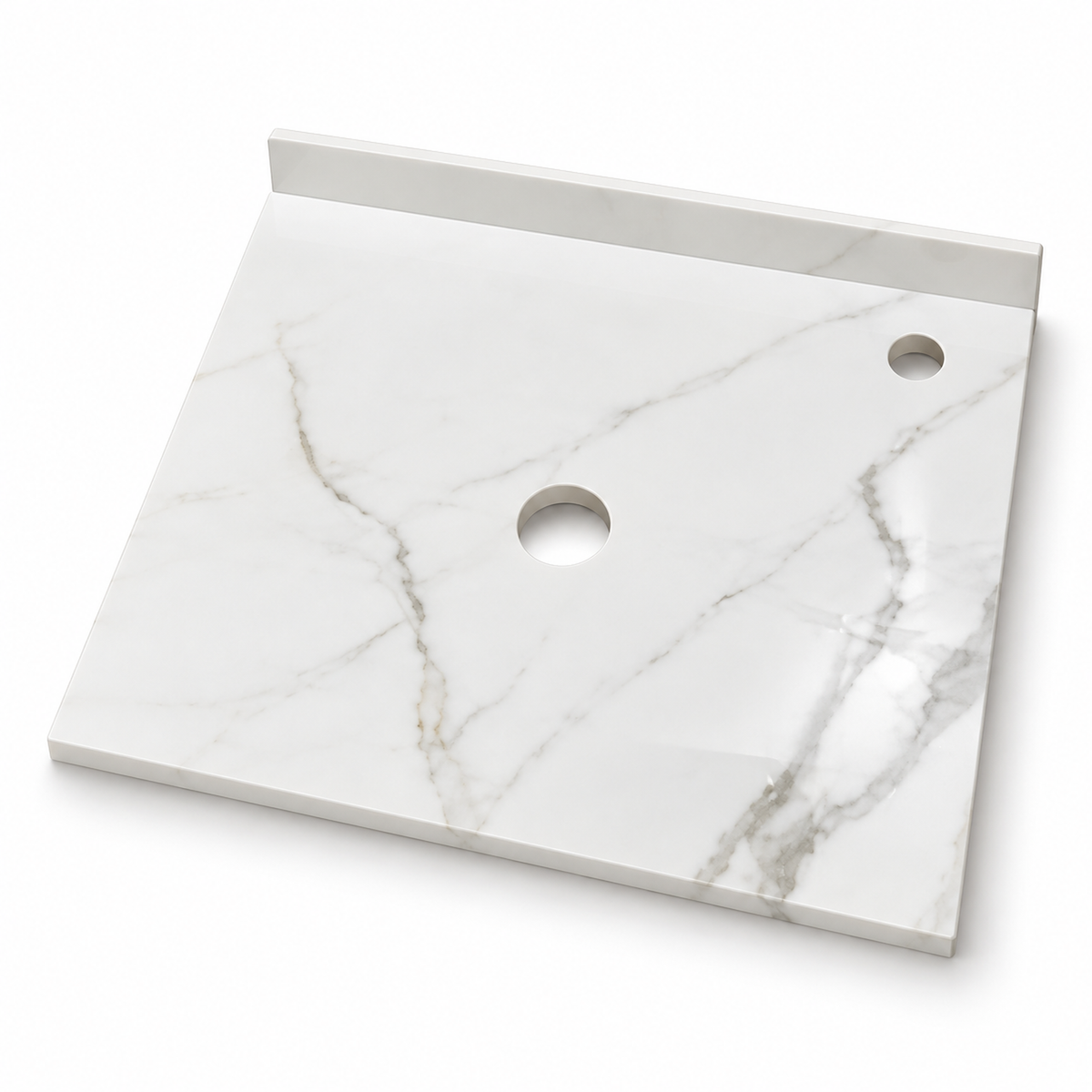 Placa Sinterizada Blanca Para Lavamanos 38 X 35 Cm - fondo blanco