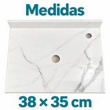 Placa Sinterizada Blanca Para Lavamanos 38 X 35 Cm - medidas