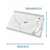 Placa Sinterizada Blanca Para Lavamanos 70 X 47 Cm - medidas