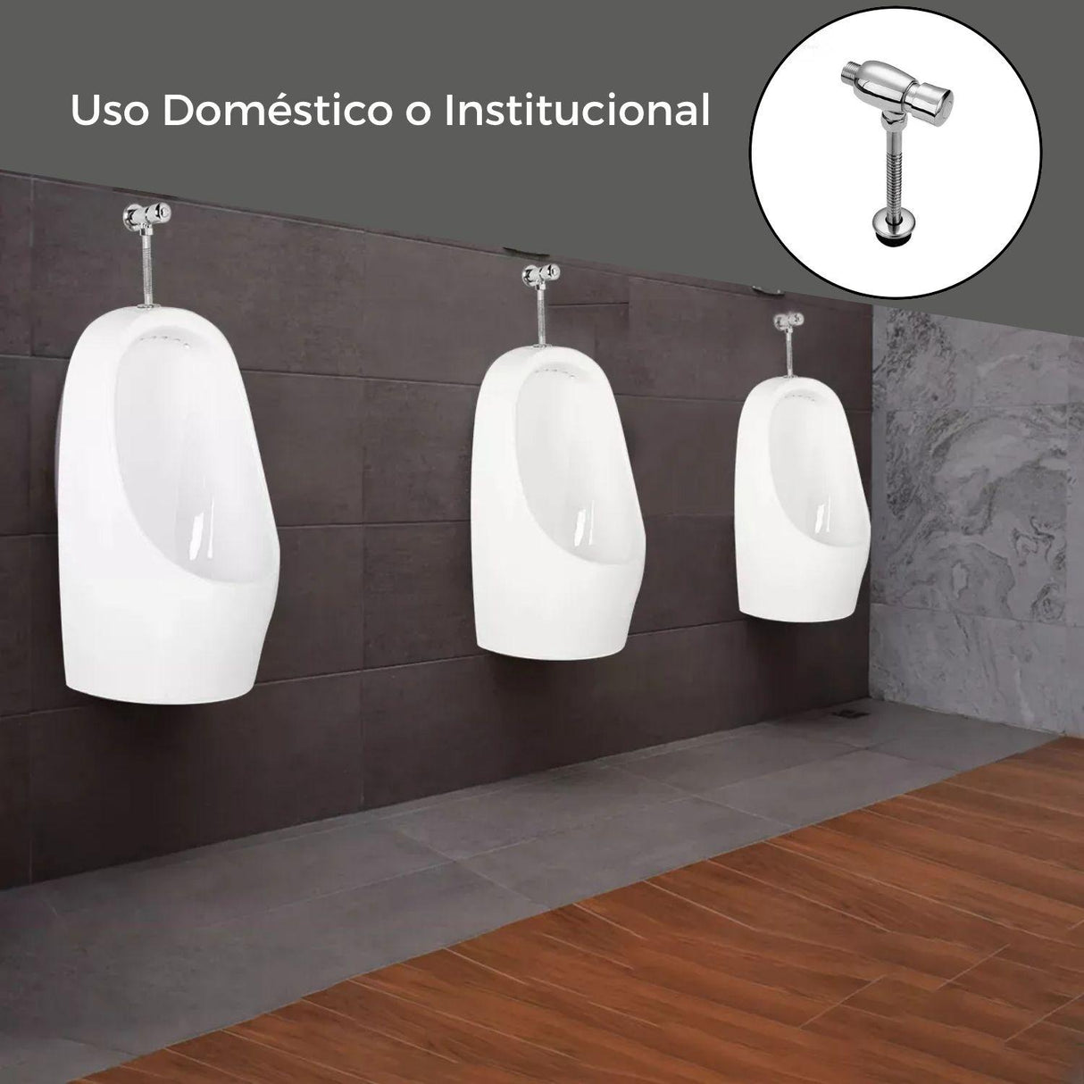 Grifería Push para Orinal 100% Metálica con Sistema Automático y Adaptador