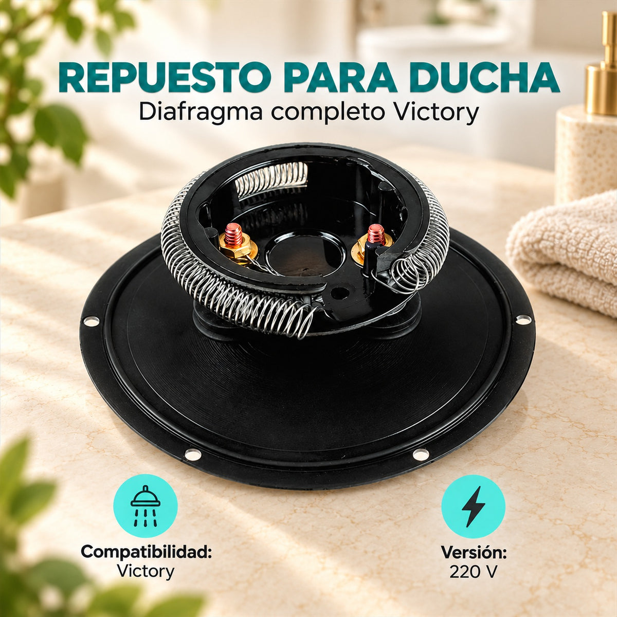 Diafragma completo para ducha Victory 220 V - ambientación o características