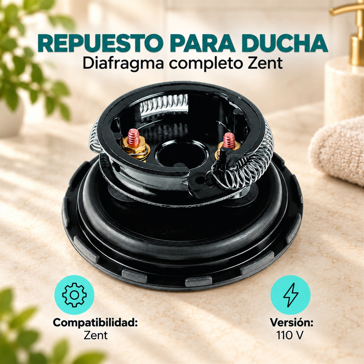 Diafragma completo para ducha Zent 110 V - ambientación o características