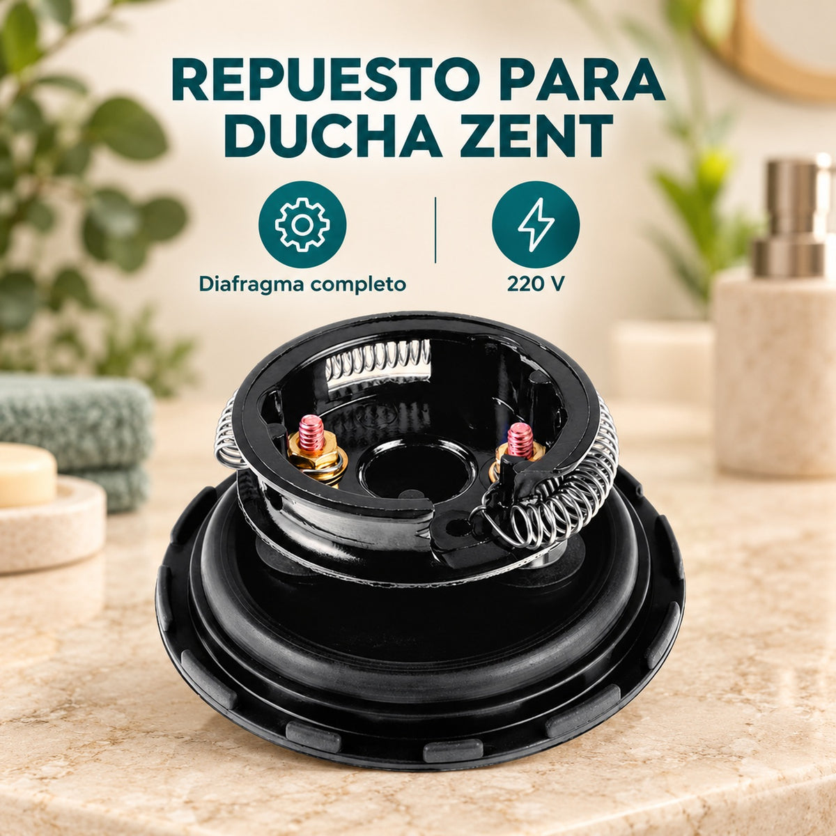 Diafragma completo para ducha Zent 220 V - ambientación o características