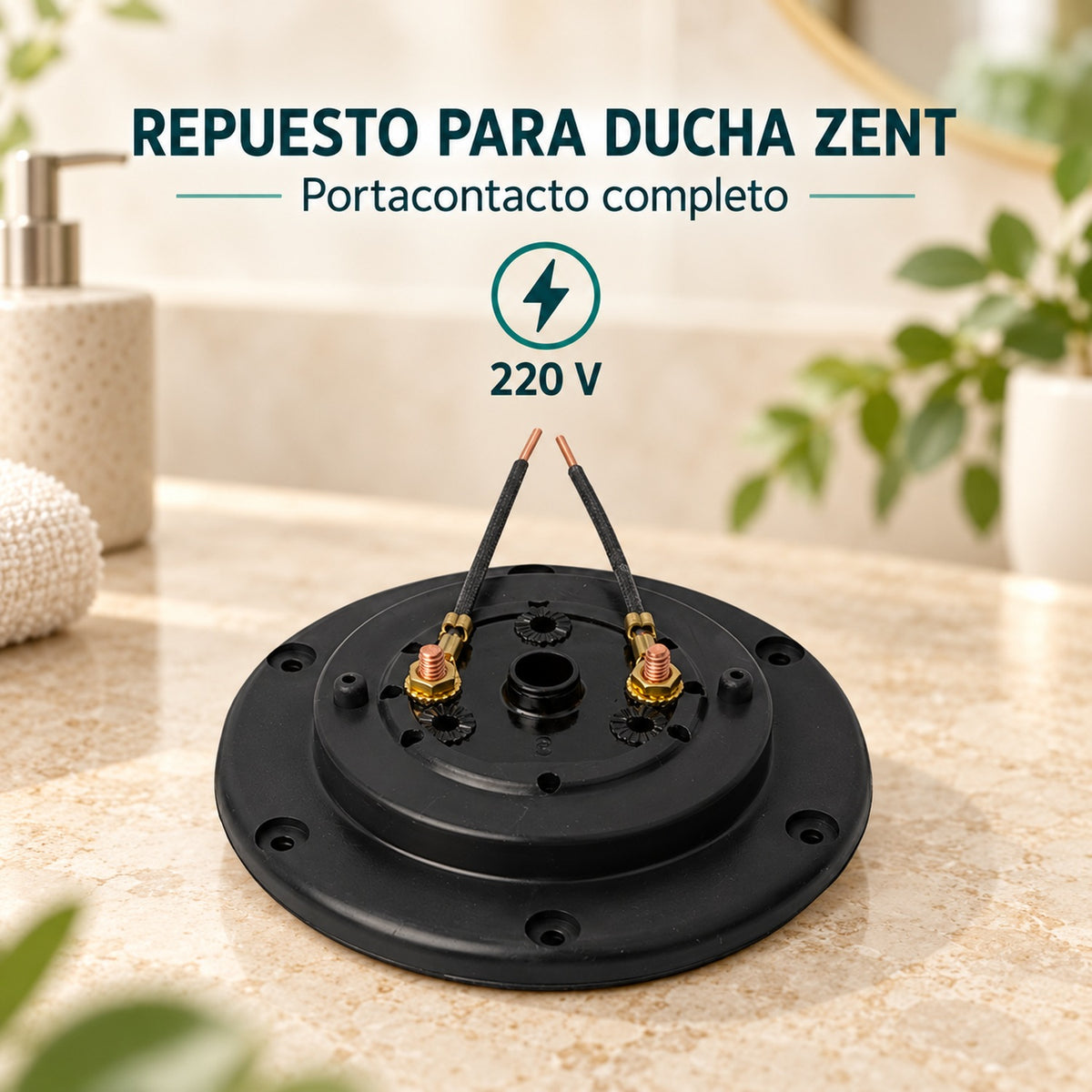 Portacontacto completo para ducha Zent 220 V - ambientación o características