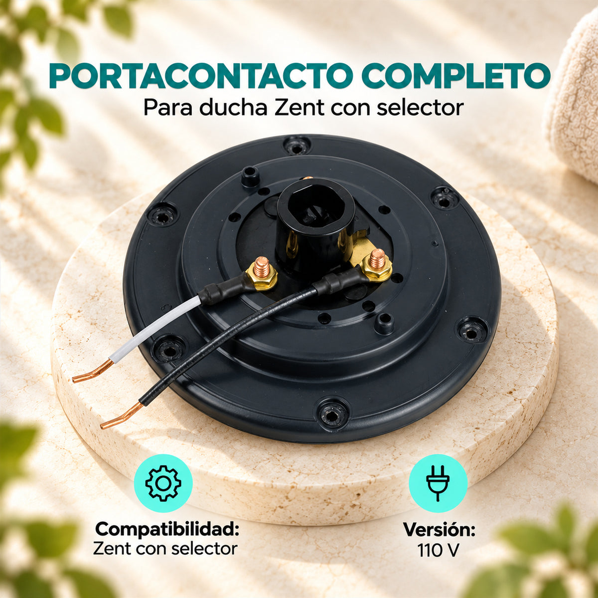 Portacontacto completo para ducha Zent con selector 110 V — compatibilidad y voltaje