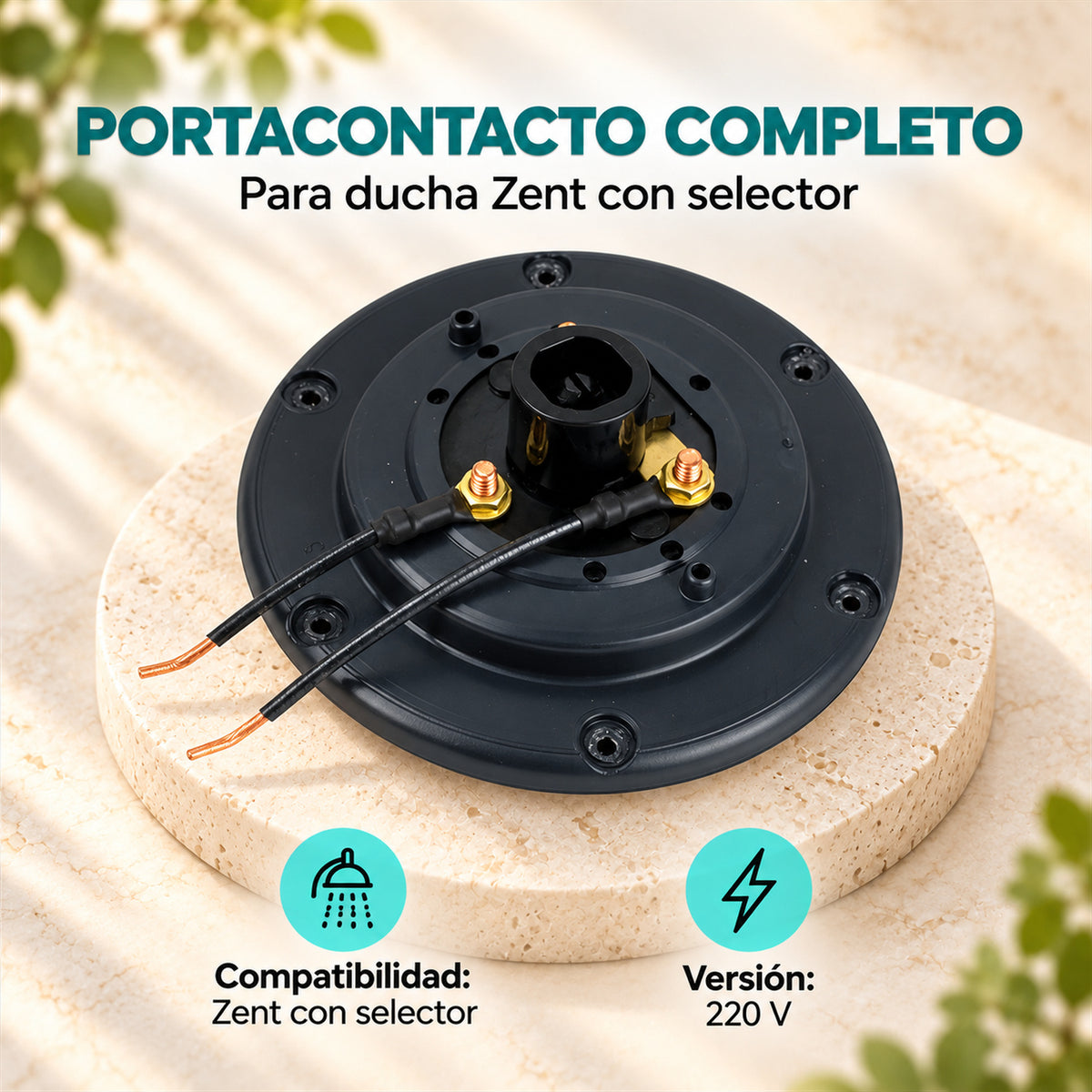 Portacontacto completo para ducha Zent con selector 220 V — compatibilidad y voltaje