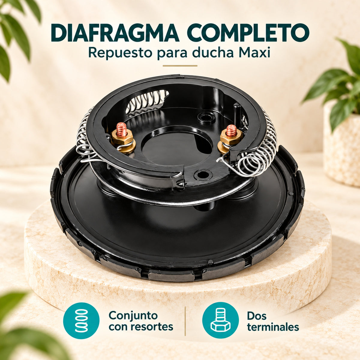 Diafragma completo para ducha Maxi con resortes y dos terminales