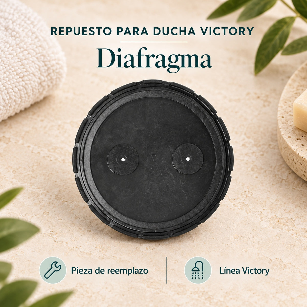 Diafragma de reemplazo para ducha Victory, imagen de características