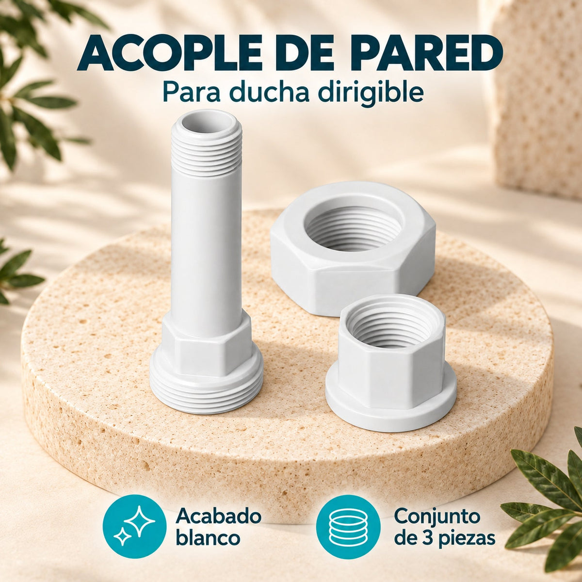 Características de Acople De Pared Blanco Para Ducha Dirigible