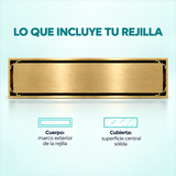 Contenido de rejilla invisible oro cepillado: marco y cubierta sólida