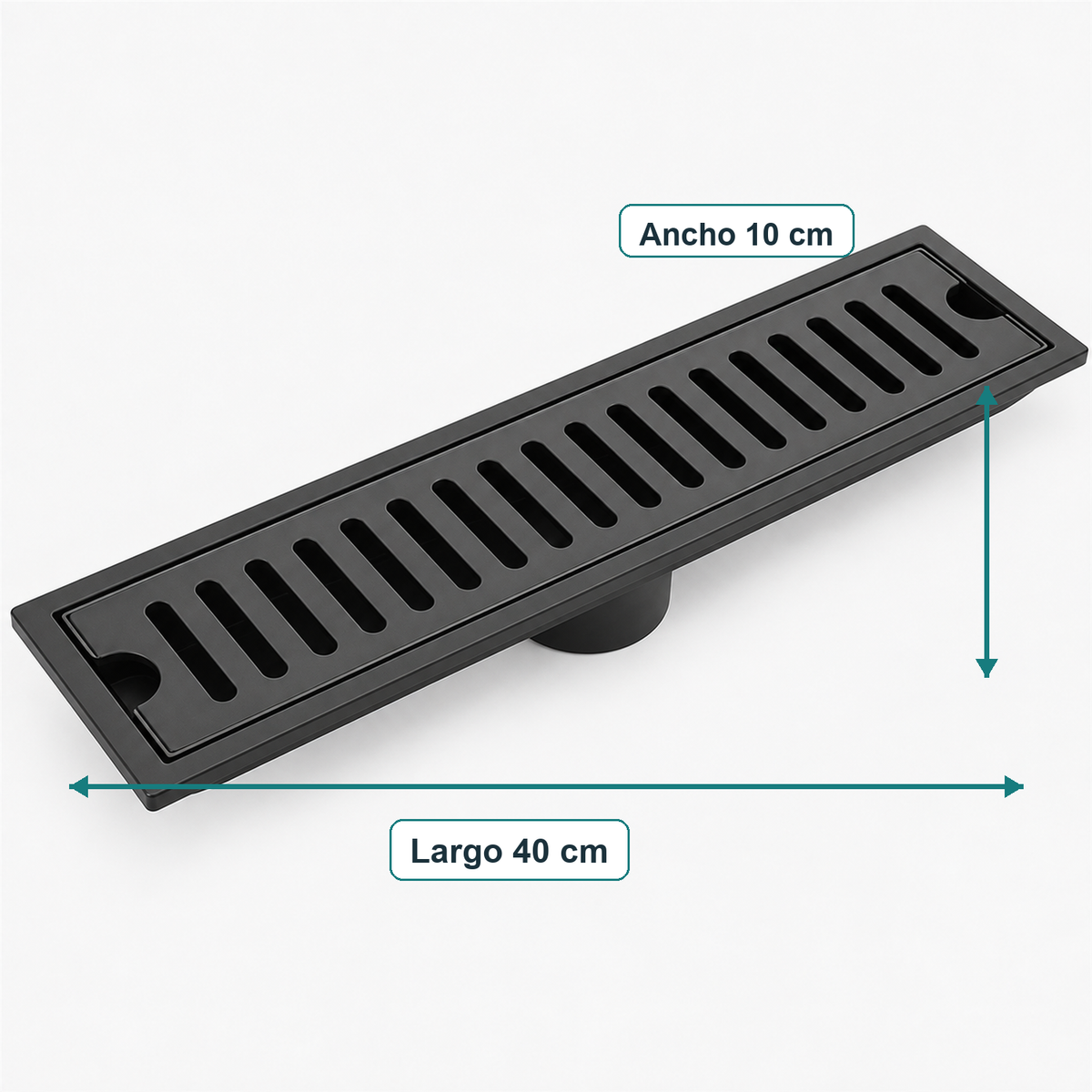 Rejilla Lineal Ranurada Negra Para Piso 40 x 10 cm — medidas