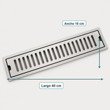 Rejilla Lineal Ranurada Satinada Para Piso 40 x 10 cm — medidas