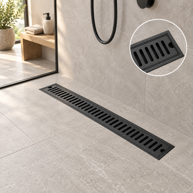 Rejilla Lineal Ranurada Negra Para Piso 60 x 10 cm — portada
