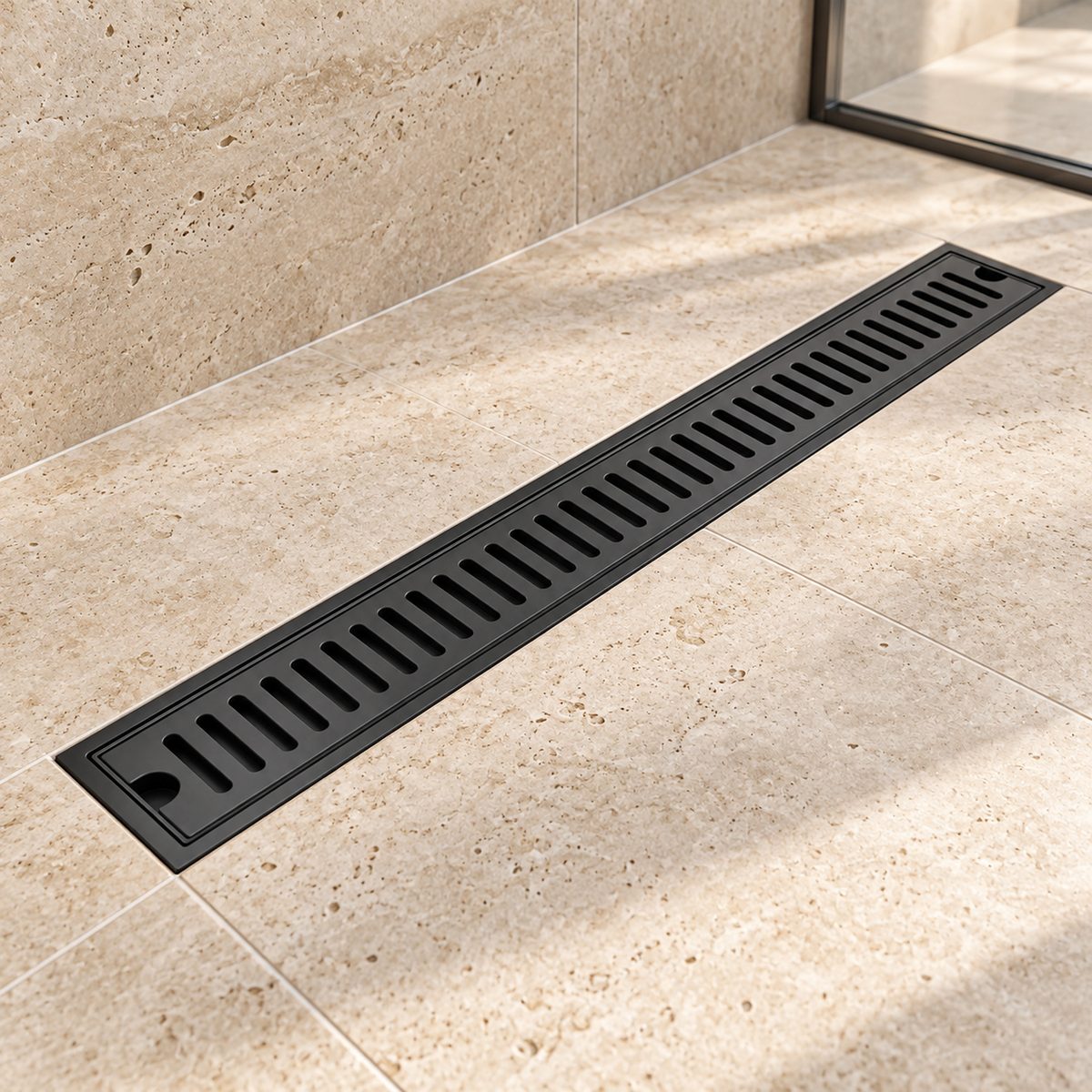 Rejilla Lineal Ranurada Negra Para Piso 80 x 10 cm — ambientacion