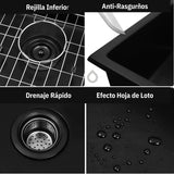 Lavaplatos De Lujo Doble Poceta En Acero Inoxidable SUS 304 - 78x45x21 cm - Instalación Bajo y Sobre Mesón - Incluye Canastillas y Sifón