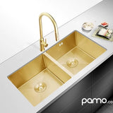 Lavaplatos De Lujo Doble Poceta En Acero Inoxidable SUS 304 - 78x45x21 cm - Instalación Bajo y Sobre Mesón - Incluye Canastillas y Sifón
