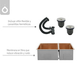 Lavaplatos De Lujo Doble Poceta En Acero Inoxidable SUS 304 - 78x45x21 cm - Instalación Bajo y Sobre Mesón - Incluye Canastillas y Sifón