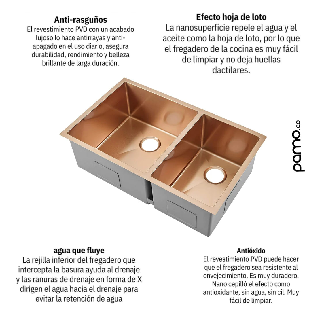 Lavaplatos De Lujo Doble Poceta En Acero Inoxidable SUS 304 - 78x45x21 cm - Instalación Bajo y Sobre Mesón - Incluye Canastillas y Sifón