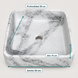 Lavamanos De Sobreponer Rectangular Carrara 39 x 39 x 10 cm — medidas