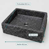Lavamanos De Sobreponer Vulcano Negro 43,5 x 38,5 x 12,5 cm — medidas