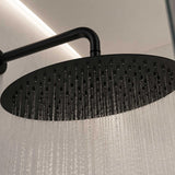 Regadera Redonda Negra 20 cm Acero Inoxidable con Tubo 35 cm y Escudo | Ducha Tipo Lluvia Moderna Premium para Baño