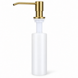 Dispensador de jabón oro satinado con depósito blanco, vista de producto