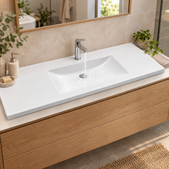 Lavamanos Integrado De Porcelana Blanco 121 X 46 X 17 cm