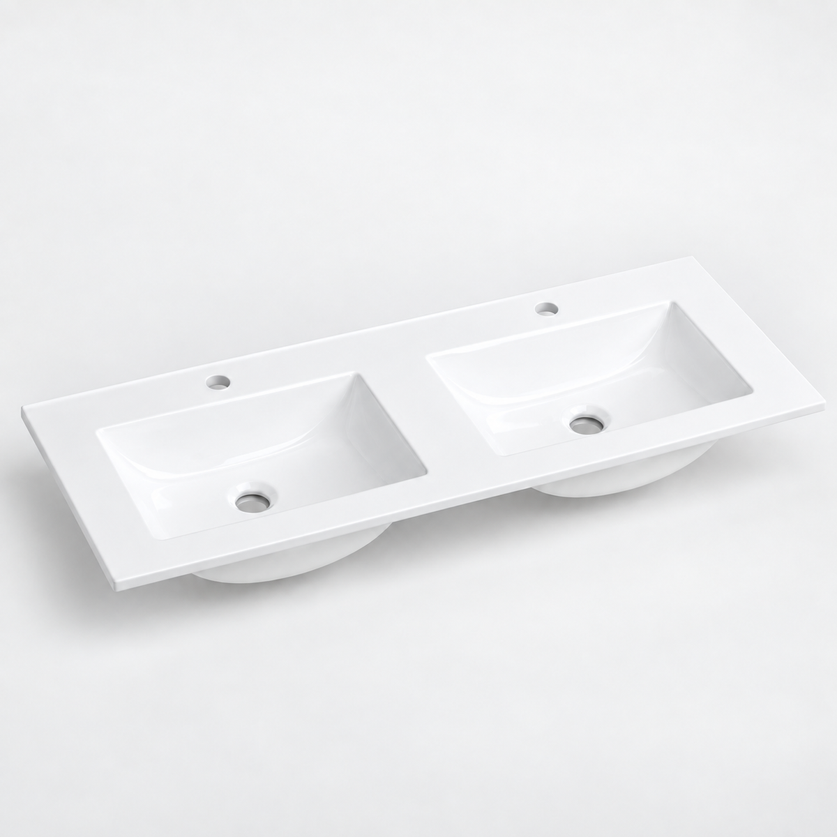 Lavamanos Integrado Doble De Porcelana Blanco 121 X 46 X 17 cm — producto
