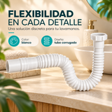 Sifón Flexible Blanco Eco Para Lavamanos - detalle