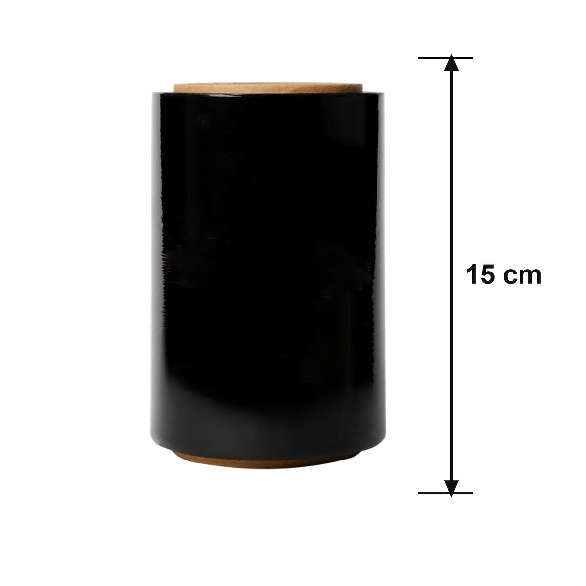 Película Stretch Negra 15 cm · 18 micras · medidas