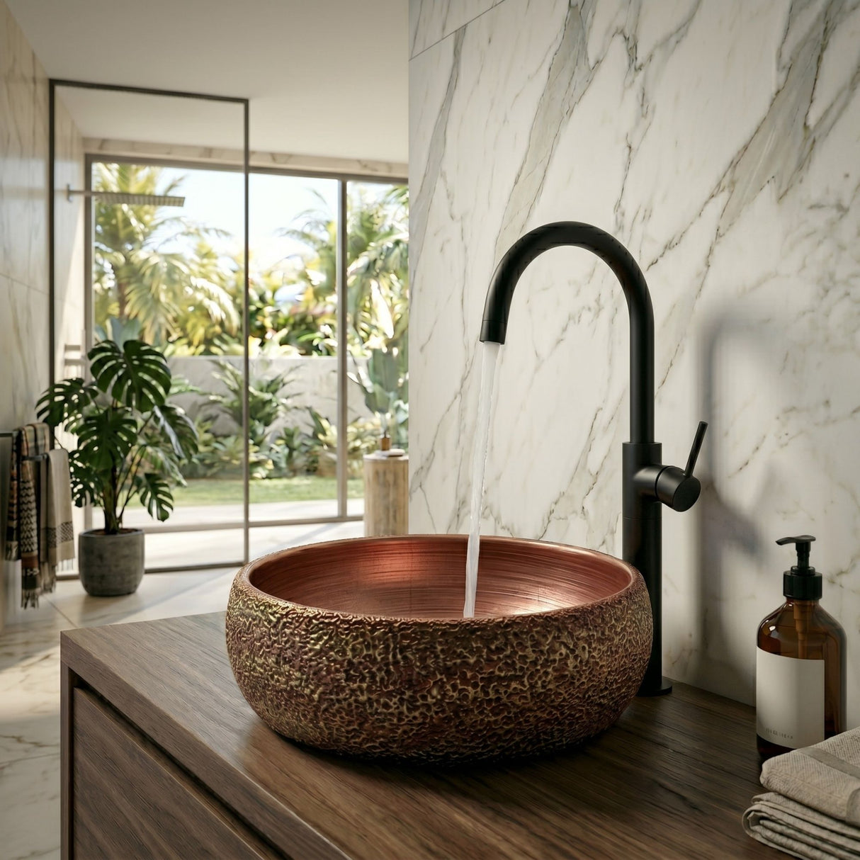 Lavamanos Sobreponer Terracota 40 x 40 x 15.5 cm | Diseño Moderno Elegante para Baño