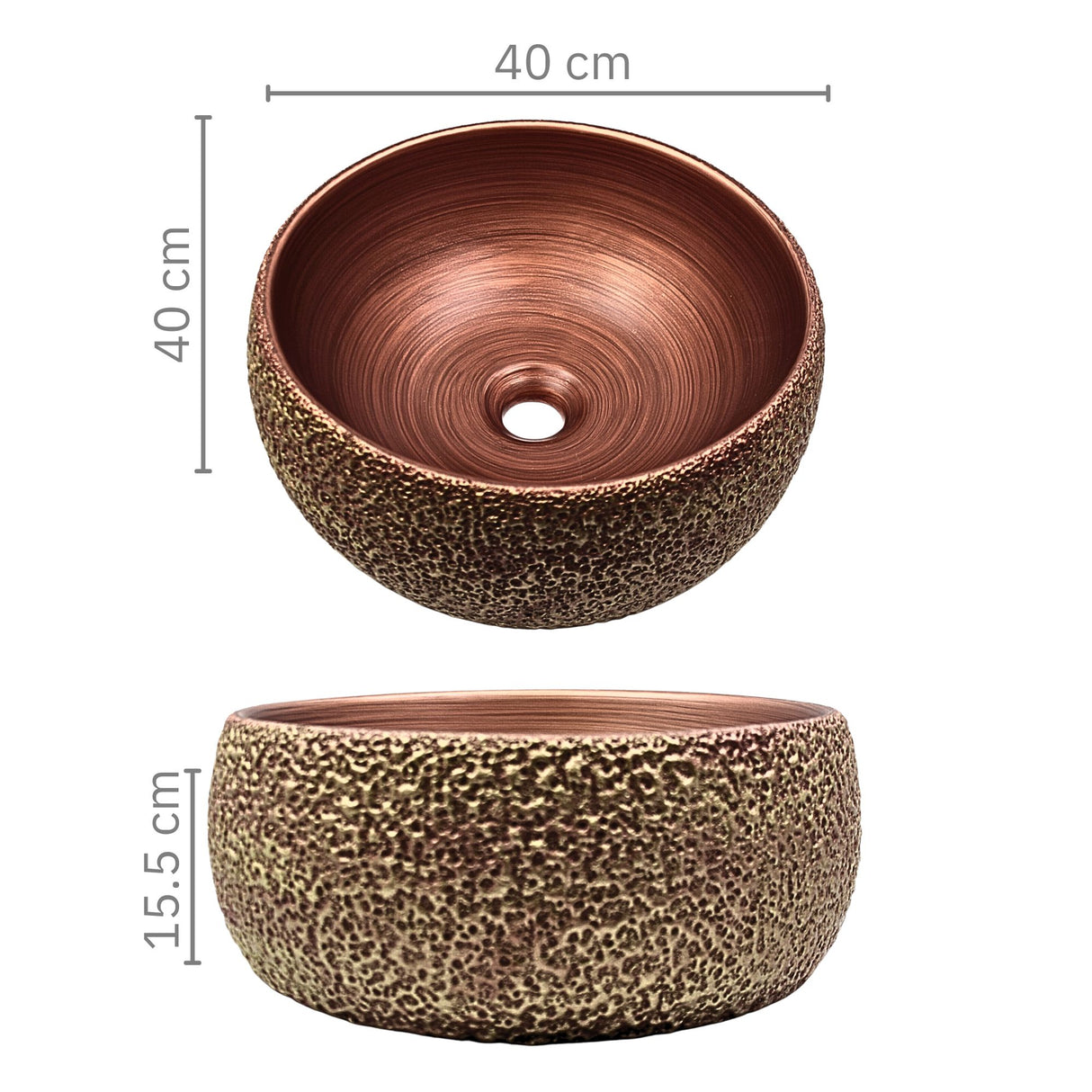 Lavamanos Sobreponer Terracota 40 x 40 x 15.5 cm | Diseño Moderno Elegante para Baño
