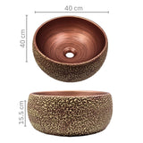 Lavamanos Sobreponer Terracota 40 x 40 x 15.5 cm | Diseño Moderno Elegante para Baño