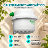 Ducha eléctrica blanca con calentamiento automático, 110 V, 28 A, potencia de 3,08 kW y cuerpo de polipropileno; sin miniducha.