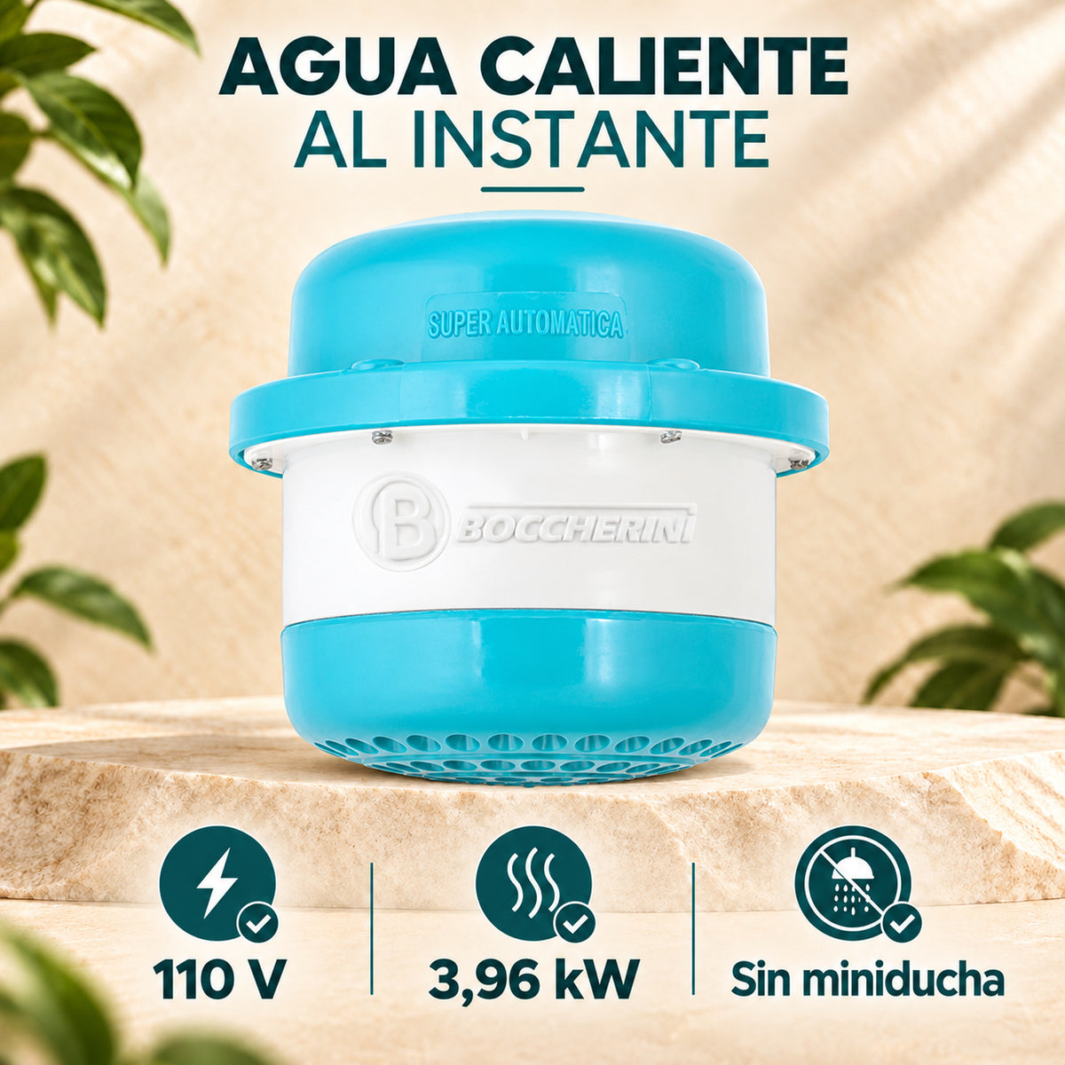 Características de Ducha Eléctrica Victory Blanca y Azul 110 V Sin Miniducha, 16 cm