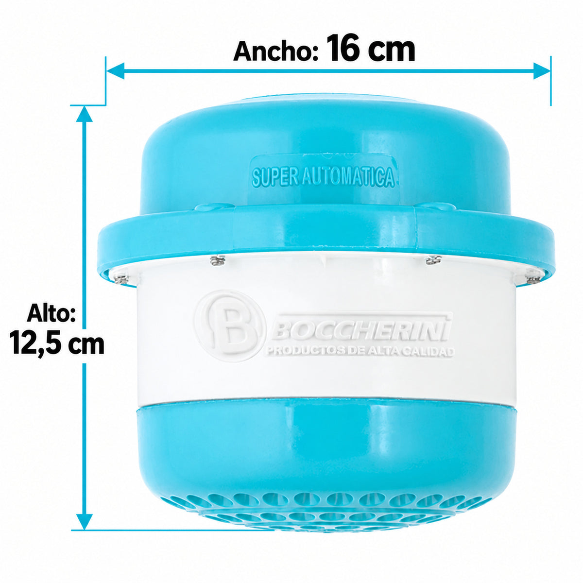 Medidas verificadas de Ducha Eléctrica Victory Blanca y Azul 110 V Sin Miniducha, 16 cm