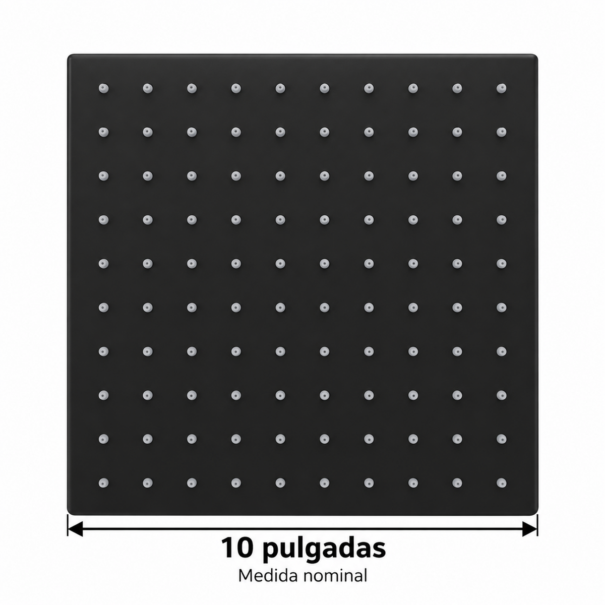 Medida nominal de regadera cuadrada negra mate de 10 pulgadas