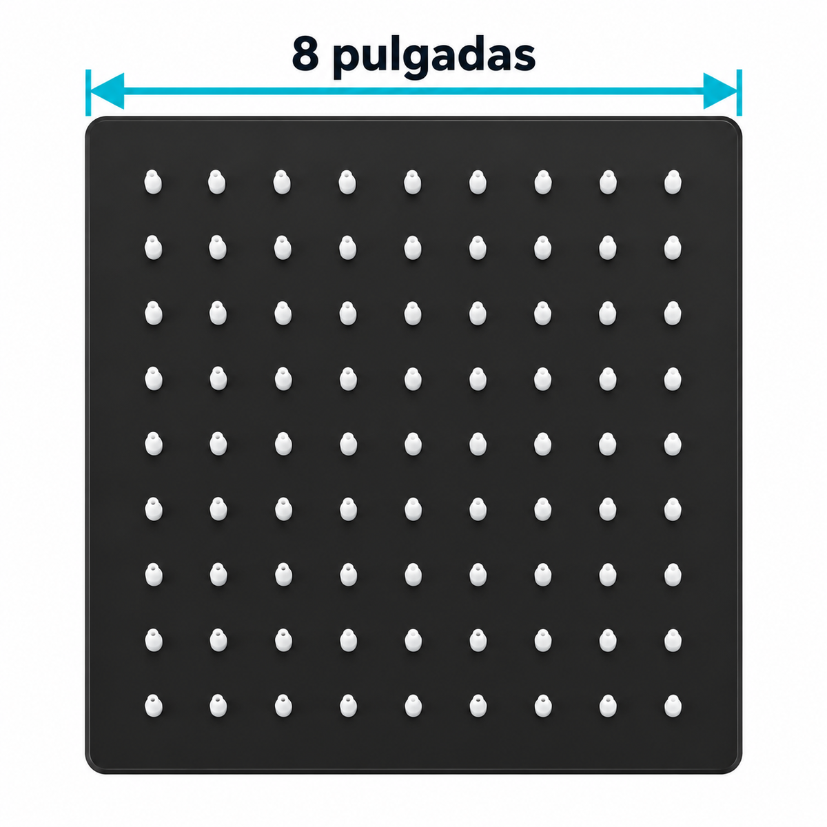 Regadera cuadrada negra mate de 8 pulgadas — 04-medidas