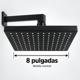 Medida nominal de regadera cuadrada negra mate de 8 pulgadas