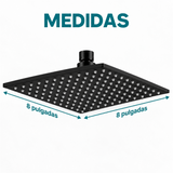 Medidas de la regadera cuadrada negra mate de 8 pulgadas