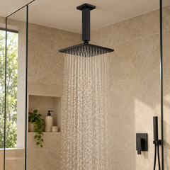 Tubo Para Ducha De Techo Negro 20 Cm