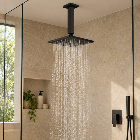 Tubo Para Ducha De Techo Negro 20 Cm